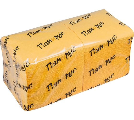 Изображение товара Бумажная салфетка Папирус желтая, 24x24 см, 1 слой, 400 шт. ПС-С11612