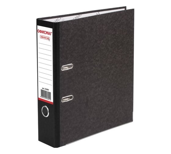 Изображение товара Папка-регистратор ОФИСМАГ фактура стандарт, с мраморным покрытием, 75 мм, черный корешок 222097