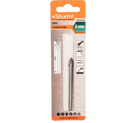 Изображение товара Сверло по стеклу и кафелю (6 мм) STURM 1055-03-06