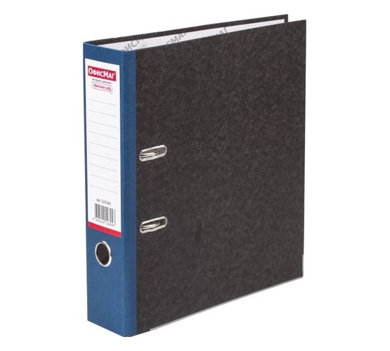 Изображение товара Папка-регистратор ОФИСМАГ фактура стандарт, с мраморным покрытием, 75 мм, синий корешок 225583