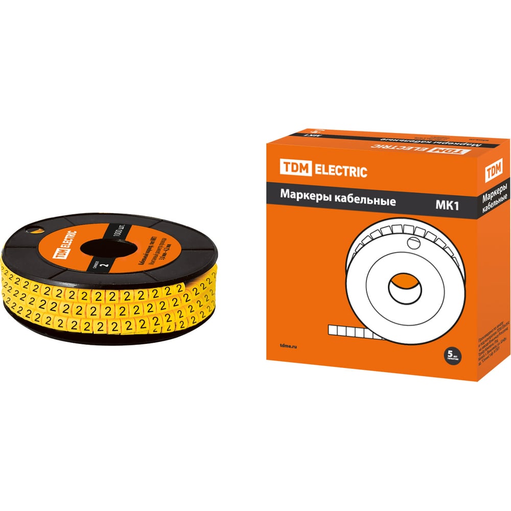 Изображение товара Маркер кабельный TDM ELECTRIC МК1 2,5 мм 1000 шт