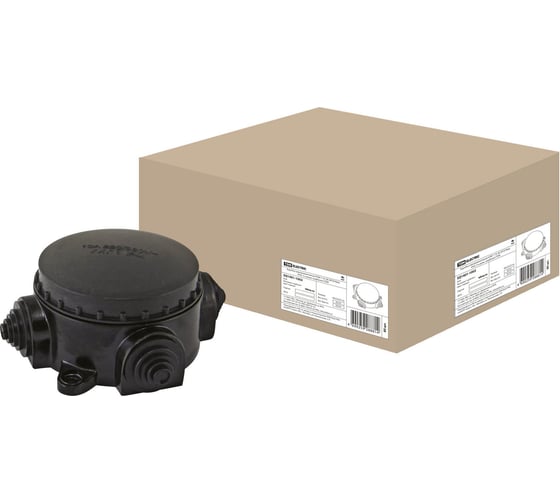 Изображение товара Электромонтажная коробка TDM КЭМ 1-10-3Б ОП (диаметр 78 мм; IP44; 3-х рожковая; карболит) SQ1401-1002