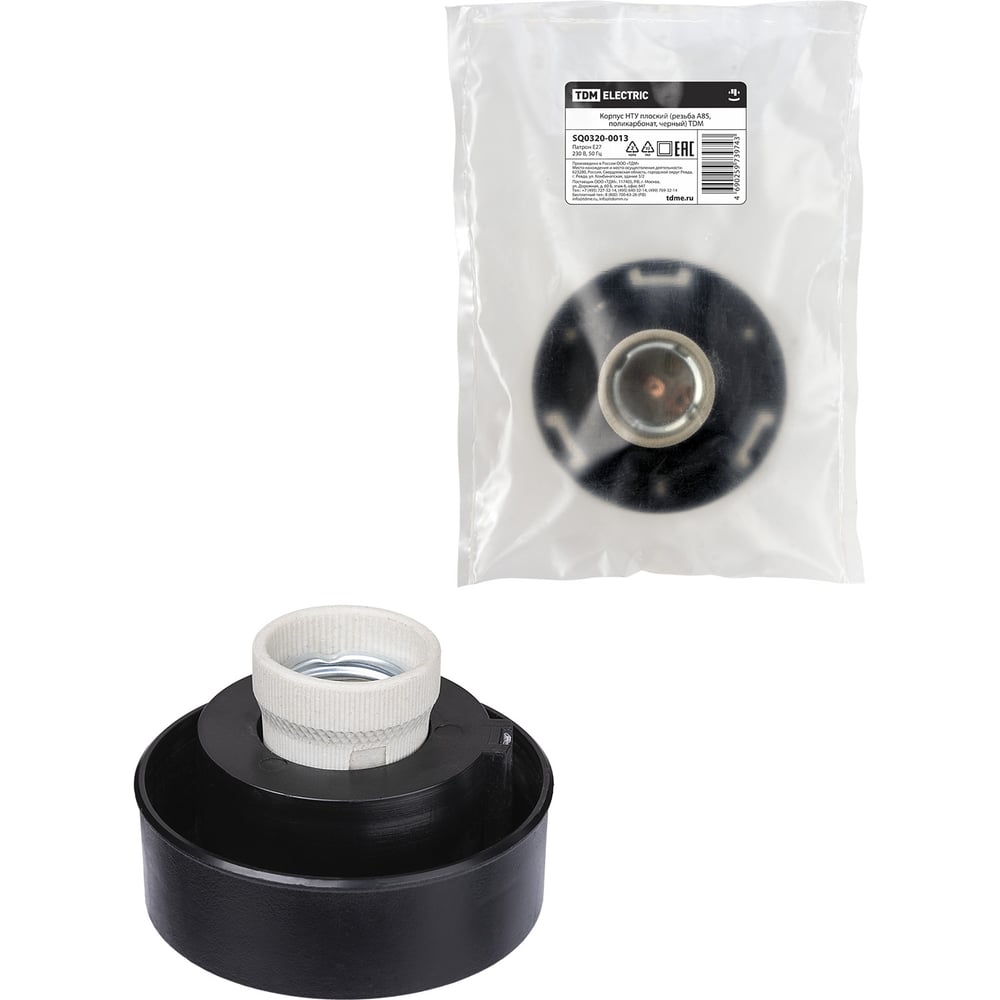 Изображение товара Корпус TDM ELECTRIC НТУ для ламп с цоколем E27, поликарбонат и керамика