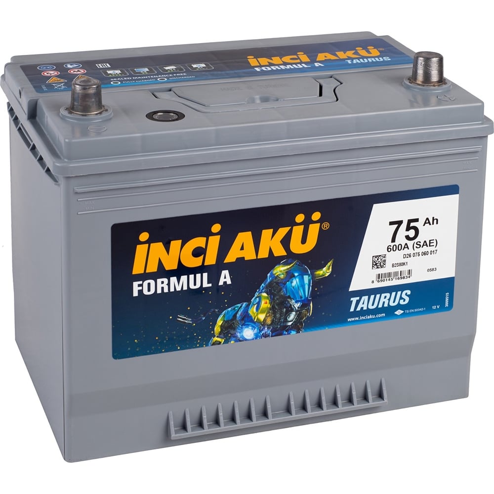 Изображение товара Аккумулятор INCI AKU Formul A 75R, 600 A, 264x175x220 мм 461375