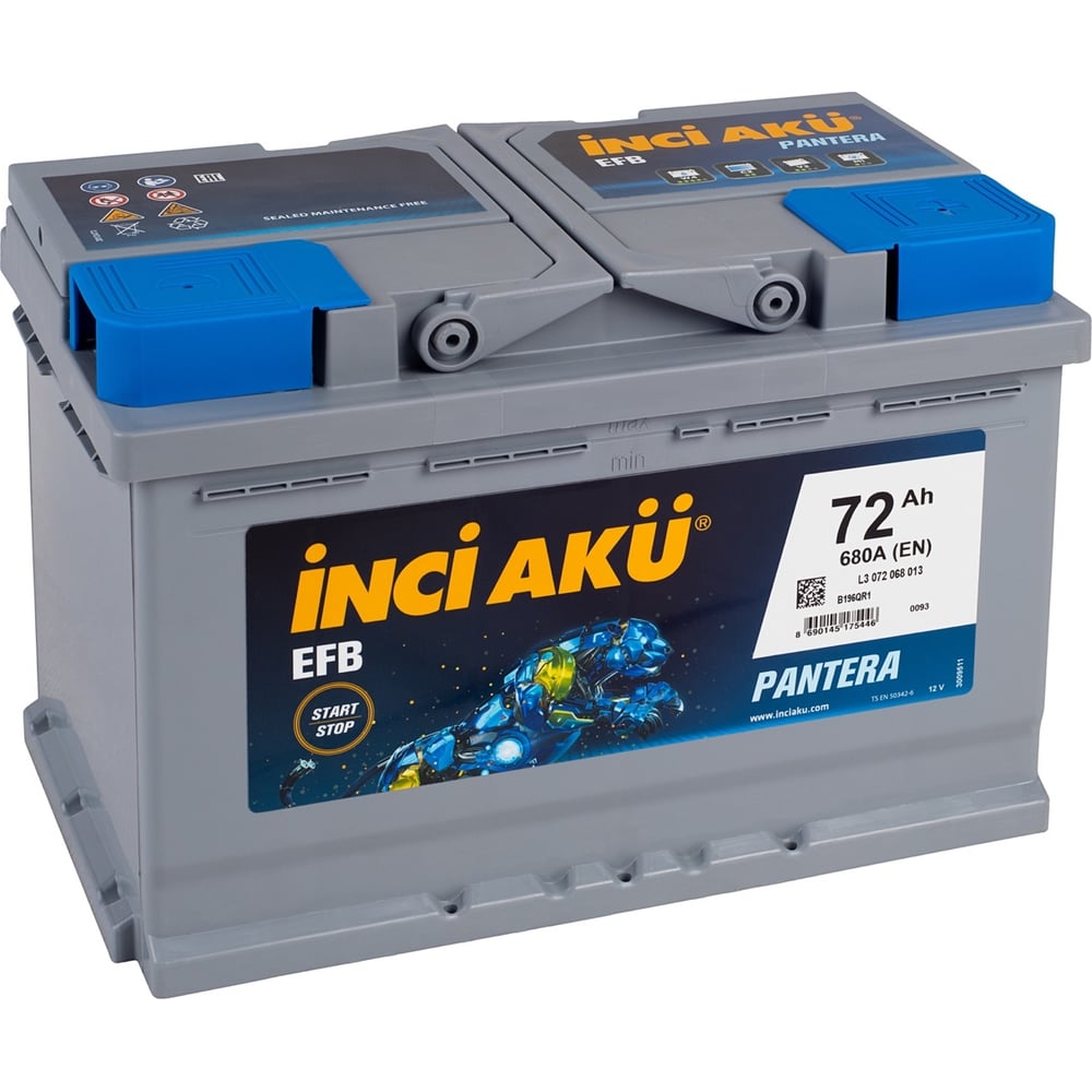 Изображение товара Аккумулятор INCI AKU EFB 72R, 680 A, 278x175x190 мм 461685