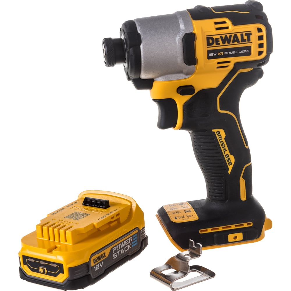 Изображение товара Бесщеточный импульсный шуруповерт DEWALT 18 В XR POWERSTACK с кейсом Изображение товара Бесщеточный импульсный шуруповерт DEWALT 18 В XR POWERSTACK с кейсом