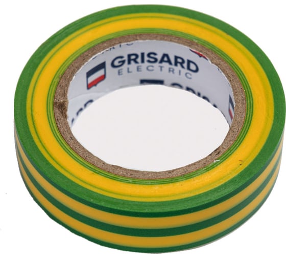 Изображение товара Универсальная изолента Grisard Electric 0,15x15 мм, желто-зеленая, 10 м, 10 шт. GRE-013-0023