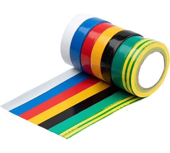 Изображение товара Универсальная изолента Grisard Electric набор разных цветов, 0,15x15 мм, 10 м, 7 шт. GRE-013-0101