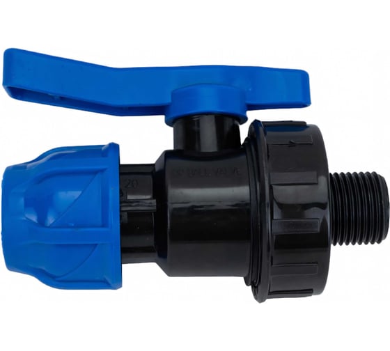 Изображение товара Компрессионный шаровой кран ПНД TEBO 20x1/2" нар. резьба T-ПНД.Кш.5.20-12.CN