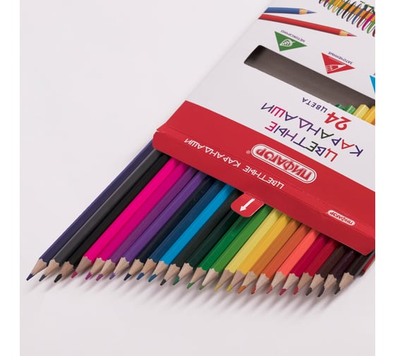 Изображение товара Цветные карандаши ПИФАГОР Веселая такса, 24 цвета, классические, заточенные 181808