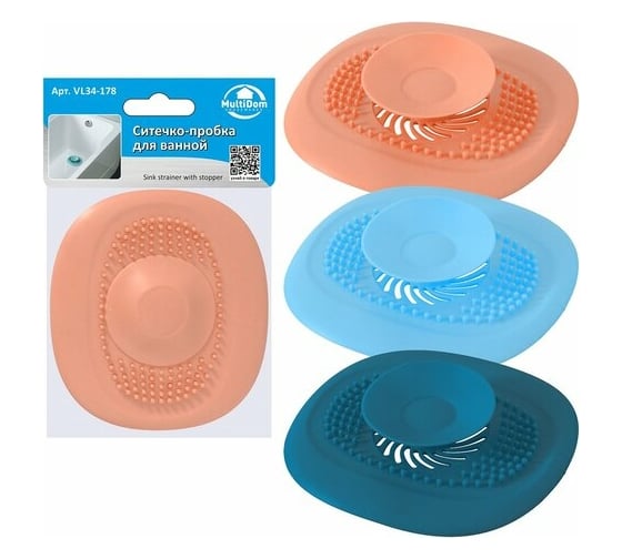 Изображение товара Ситечко-пробка для ванной МУЛЬТИДОМ 3 цвета VL34-178
