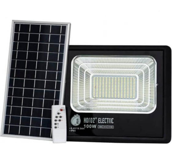 Изображение товара Светодиодный прожектор с модулем солнечной батареи HOROZ ELECTRIC 068-012-0100 100W черный 6400К 3.2V TIGER-100 HRZ33002949