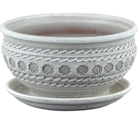 Изображение товара Горшок Сады Аурики 08-112 Кружева капучино, керамика, миска, диаметр 19 см, высота 10 см 067580