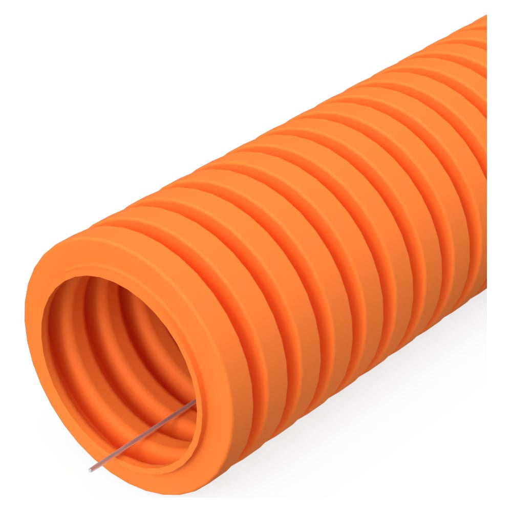 Изображение товара Гофрированная гибкая труба ПВХ PR01.0135 50 мм 15 м оранжевая с зондом