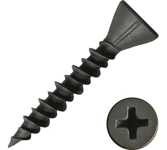 Изображение товара Саморез Rizzel для крепления ГВЛ-листов 3,9x25 фосфатированный, короб 12000 шт 00-00463967