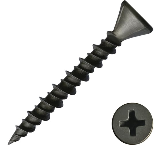 Изображение товара Саморез Rizzel для крепления ГВЛ-листов 3,9x30 фосфатированный, короб 1000 шт 00000311268