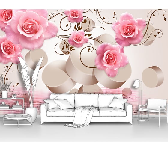 Изображение товара Фотообои ООО Первое ателье 3d абстракции цветы "Абстракция с розами и цилиндрами " 400x250 см pw73806