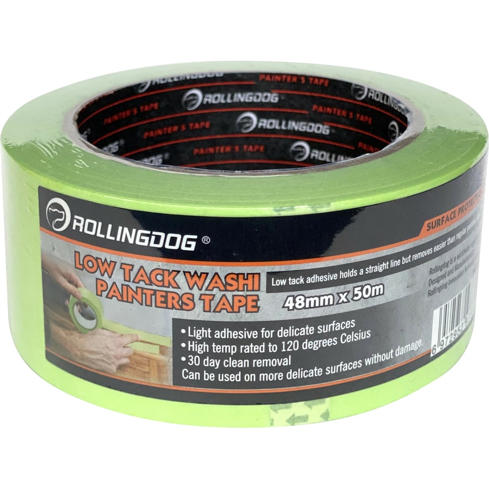 Изображение товара Малярная лента для деликатных поверхностей Rollingdog Low Tack Washi Tape 48 мм, 50 м 81391