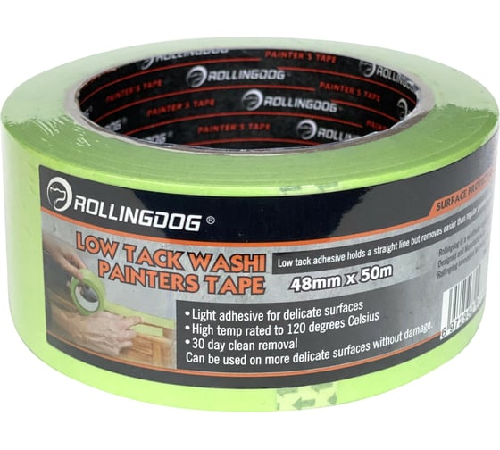 Изображение товара Малярная лента для деликатных поверхностей Rollingdog Low Tack Washi Tape 48 мм, 50 м 81391