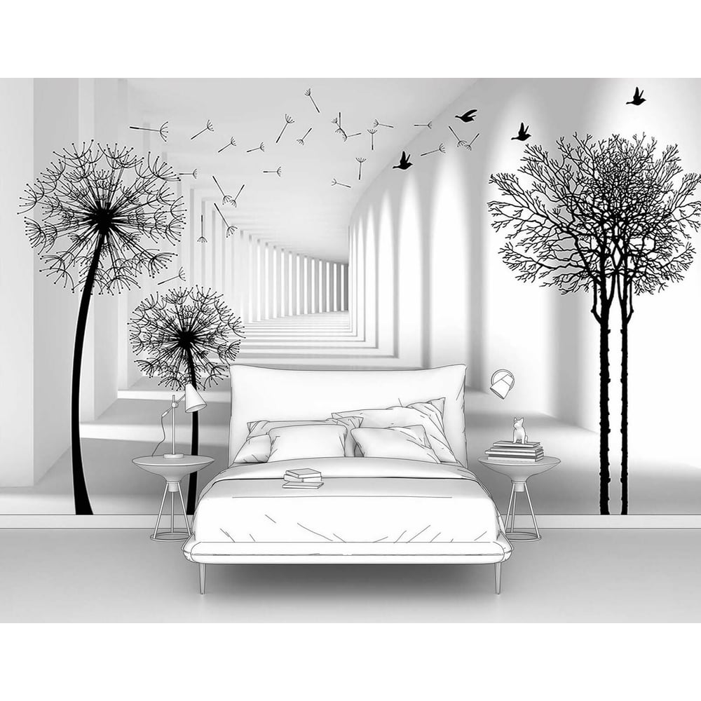 Изображение товара Фотообои 3D Абстракция Цветы Тоннель с одуванчиками 400x250 см