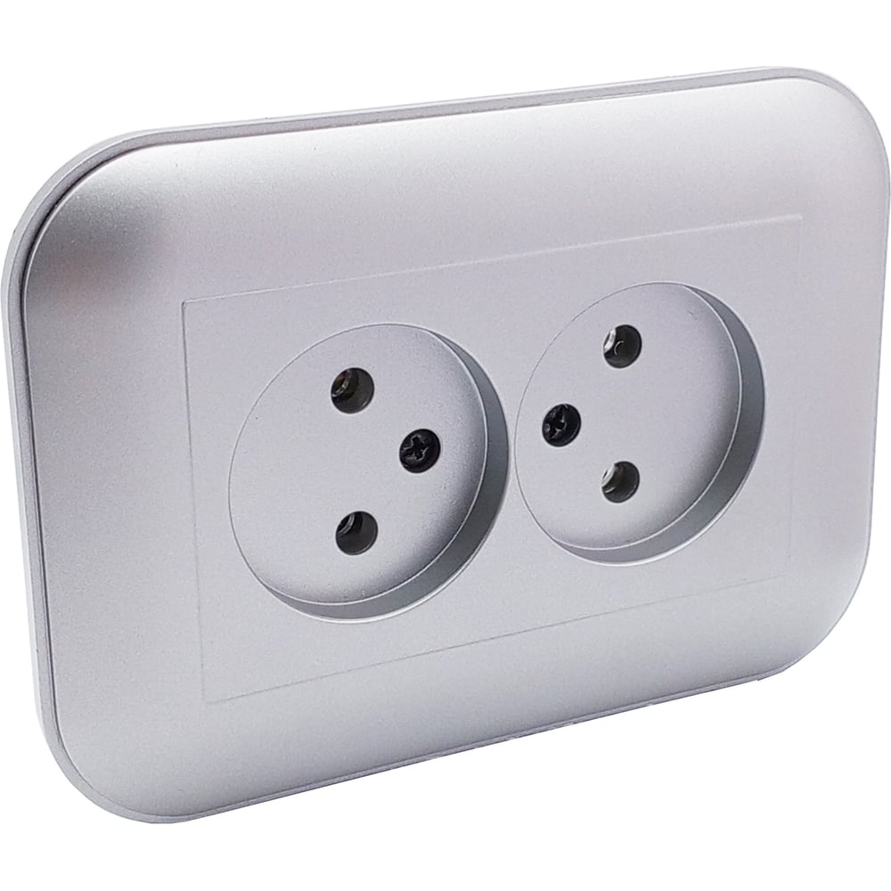Изображение товара 2-местная розетка без заземления OVIVO LOFT серебро