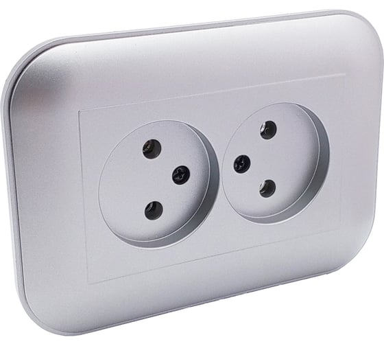 Изображение товара 2-местная розетка без заземления OVIVO LOFT, серебро, 404-100310-908