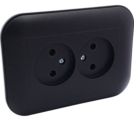 Изображение товара 2-местная розетка без заземления OVIVO LOFT, черный металлик, 404-170317-908