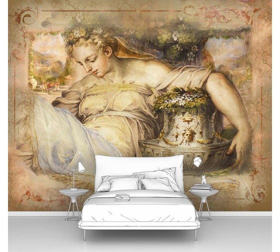 Изображение товара Фотообои ООО Первое ателье лофт "Старая фреска с красивой женщиной от Палаццо Веккьо во Флоренции" 125х100 см pw28523-1