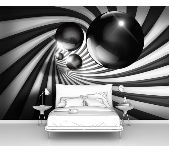 Изображение товара Фотообои ООО Первое ателье 3d абстракции "Металлические шары в полосатом туннеле" 200x130 см pw94744-2