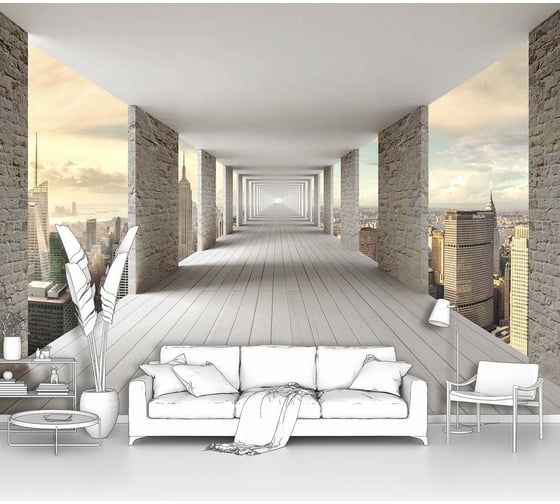 Изображение товара Фотообои ООО Первое ателье 3d абстракции город "Бесконечный туннель над мегаполисом" 300x225 см pw146296-3