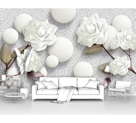 Изображение товара Фотообои ООО Первое ателье 3d абстракции цветы "Розы с стереоскопическими шарами" 400x250 см pw94411-4