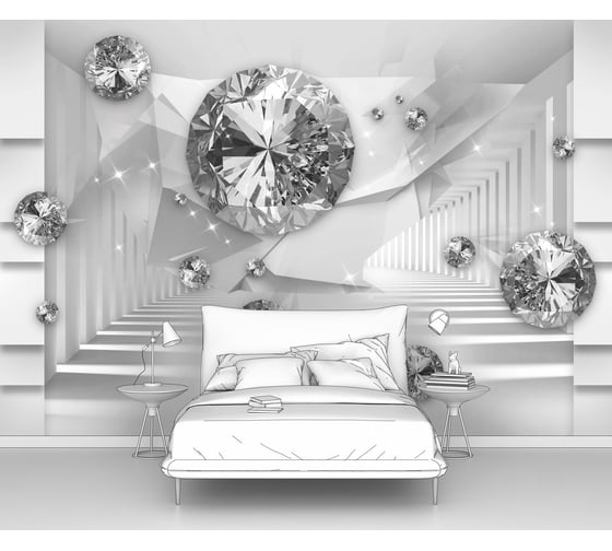 Изображение товара Фотообои 3d абстракции ООО Первое ателье "Драгоценные камни 3D в бесконечном абстрактном тоннеле" pw94415-3