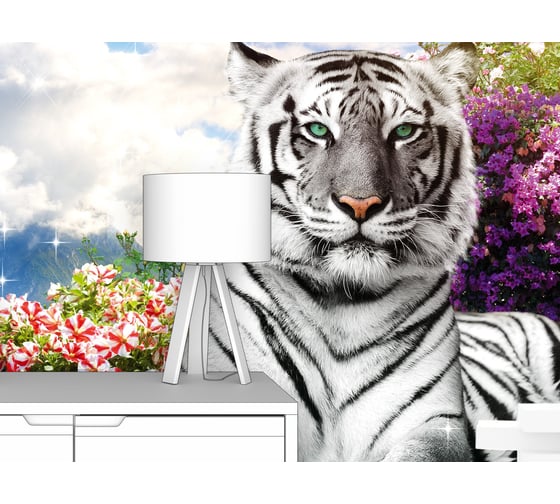 Изображение товара Фотообои ООО Первое ателье животные лофт "Белый тигр в проломе кирпичной стены" 400x270 см pw73815-4