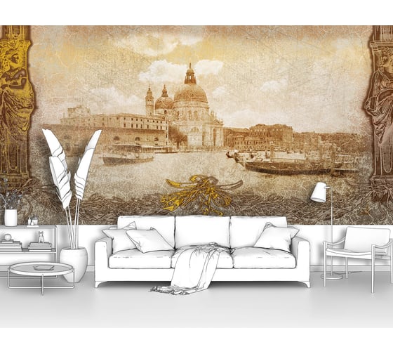 Изображение товара Фотообои ООО Первое ателье "Старинная фреска с видом на набережную и старый город", 300x150 см pw28507-3