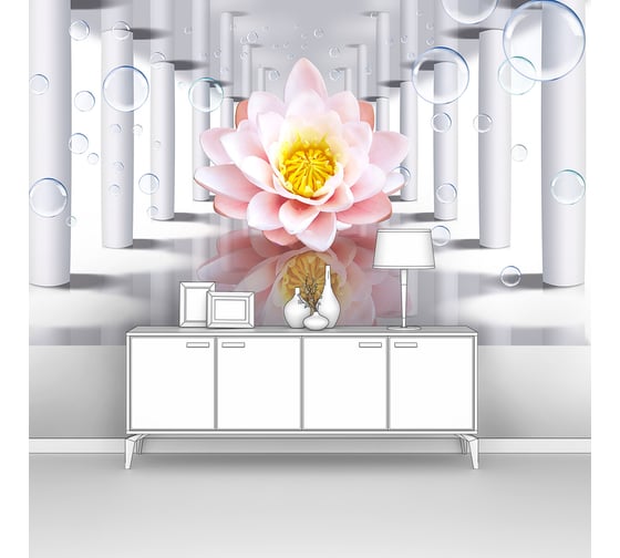 Изображение товара Фотообои ООО Первое ателье 3d абстракции цветы "Огромный лотос посередине тоннеля из колонн", 170x100 см pw73804-1