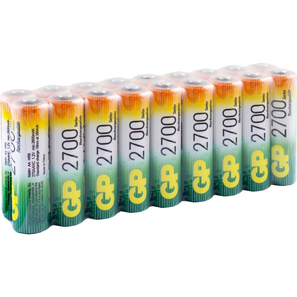 Изображение товара Аккумуляторная батарея GP аа пальчиковые hr6 2700 mah/мач ni-mh 18 шт. в упак 270AAHCRGY-B18 23948517