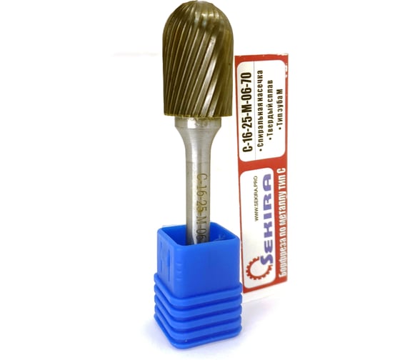 Изображение товара Бор-фреза твердосплавная сфероцилиндрическая C-16-25-M-06-70 по металлу Sekira 00000028187