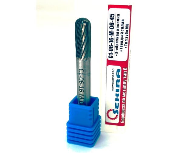 Изображение товара Бор-фреза твердосплавная сфероцилиндрическая C1-06-16-M-06-45 по металлу Sekira 00000016085