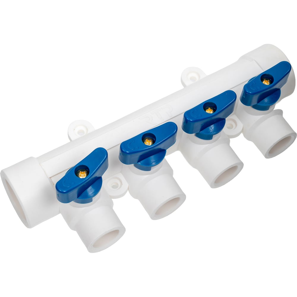 Изображение товара Коллектор с шаровым краном RTP PPR 32x20/4 белый, надежное распределение воды