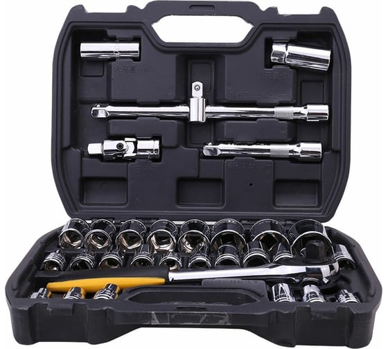 Изображение товара Набор торцевых головок и ключей DELI dl1032 1/2", муфты из стали 50bv30 Cr-V, высококачественная пластиковая коробка, 32 шт. 104461