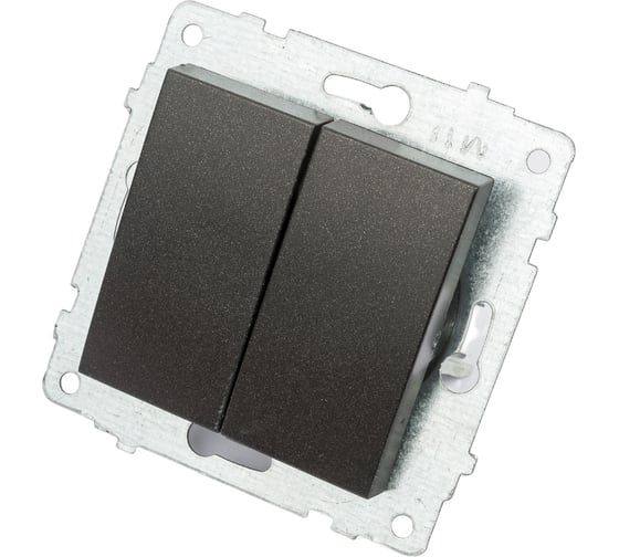 Изображение товара Механизм 2-клавишного выключателя OVIVO черный металлик, 600-000217-202