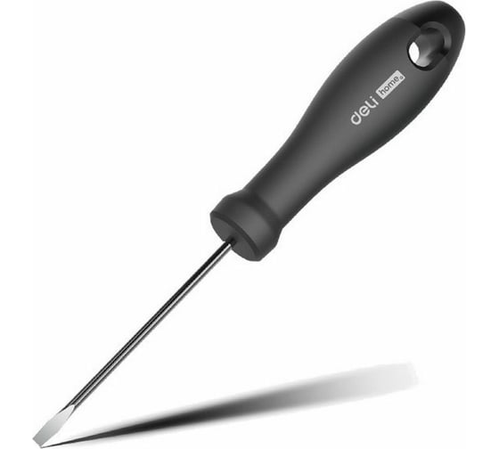 Изображение товара Шлицевая отвёртка DELI "Home Series Black" SL3x75мм HT1103 Cr-V, эксклюзивный дизайн, софттач, магнит 104602
