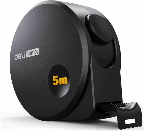 Изображение товара Рулетка DELI Home Series Black HT8519 5 м, 19 мм, эксклюзивный дизайн, корпус высококачественный Софт-тач пластик 104619