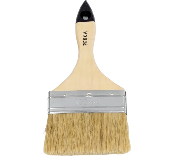 Изображение товара Плоская кисть 888 натуральная щетина 4'' - 100 мм * 15 мм Сказка 0126060