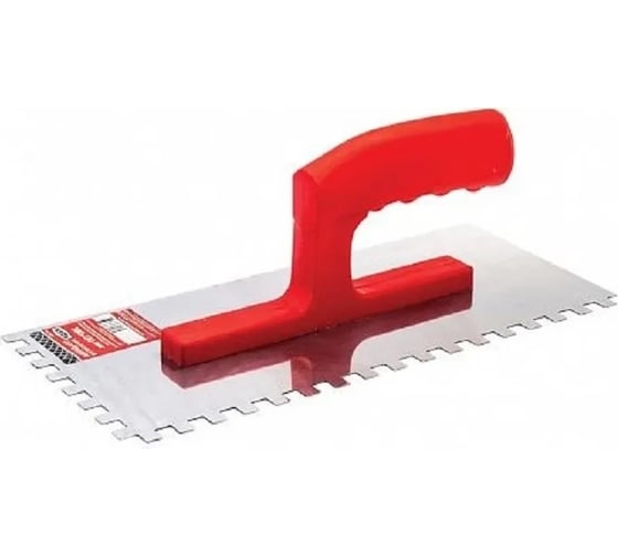 Изображение товара Зубчатая гладилка BEOROL нержавеющая сталь 270x130 мм зуб 6x6 мм двухкомпоненная ручка 245714