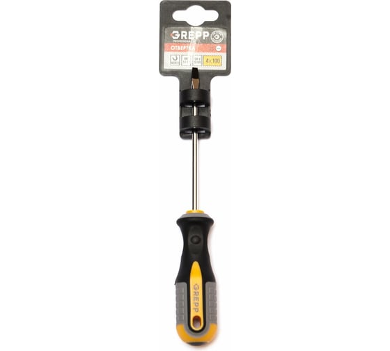 Изображение товара Шлицевая отвертка GREPP SL4*100мм, CrV, 3х-компонентная рукоятка 201-004