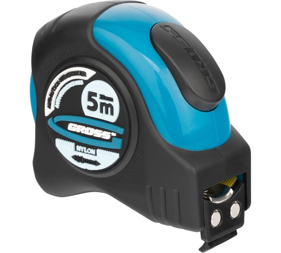Изображение товара Рулетка GROSS Schlagfest 5 м x 25 мм, магн. обрезиненный зацеп, двухст. шкала, нейлоновое покр 31113