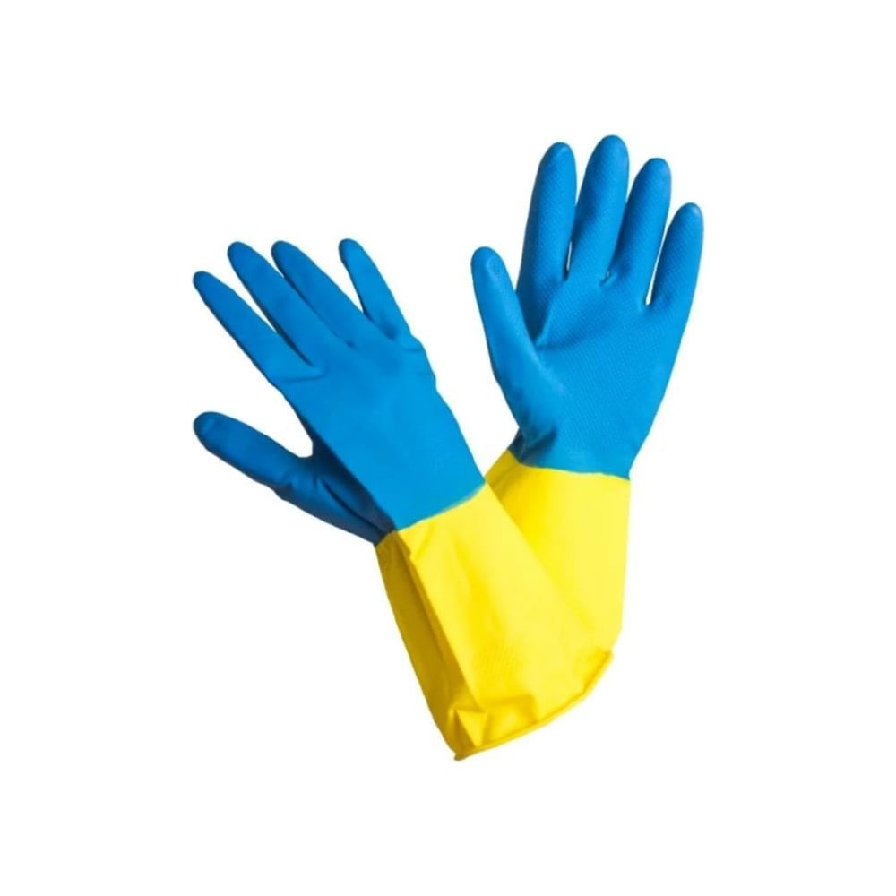 Латексные перчатки ООО Комус, размер L, цвет желтый/голубой