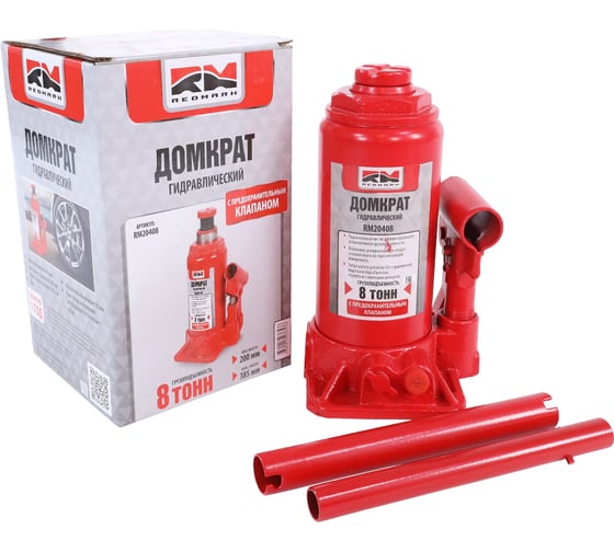 Изображение товара Гидравлический домкрат REDMARK 8 т, с перепускным клапаном, высота мин/макс 200/385 мм RM20408