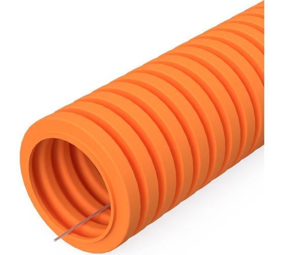 Изображение товара Гофрированная легкая труба ПВХ Промрукав 350 Н оранжевая с зондом д63мм 15м PR01.0136